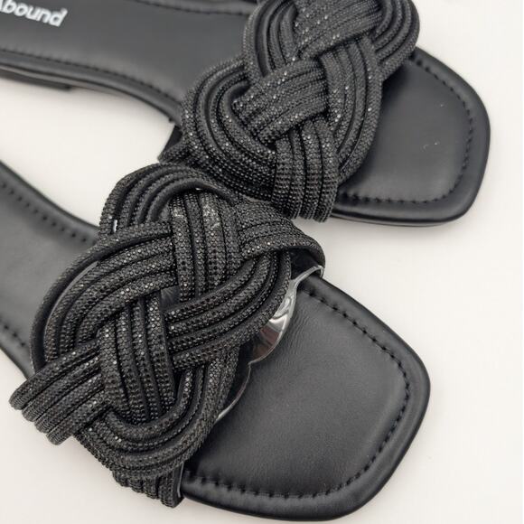 Abound Imani Flat Sandals Rhinestone Slip-On Women's Black Size US9.5 EU40 - Picture 11 of 11